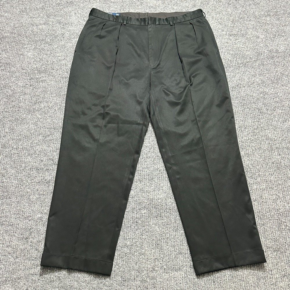 Vintage Polo Ralph Lauren Mens Pants 38W‎ x 28L Black Pleated Cuffed High Rise